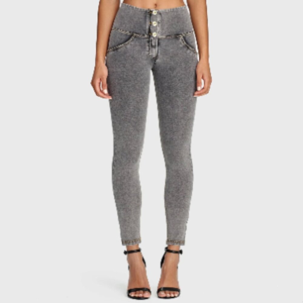 WR.UP® Denim - 3 Button High Waisted - 7/8 Length - Grey + Yellow Stitching S /